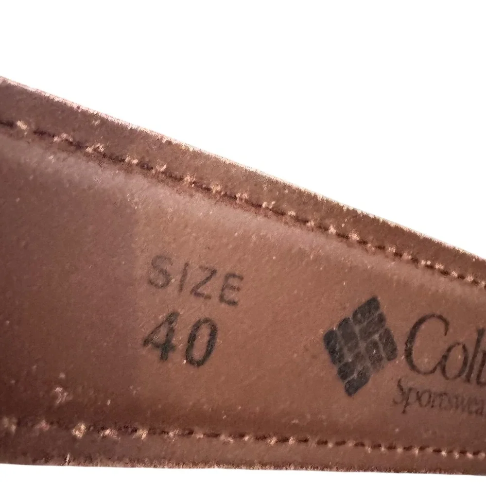 Columbia Leather Belt Casual‎ Dress Brown Stitched Mens Size 40 preloved